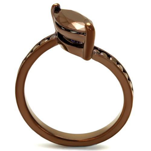 IP Coffee light Brass Ring with AAA Grade CZ  in Light Coffee