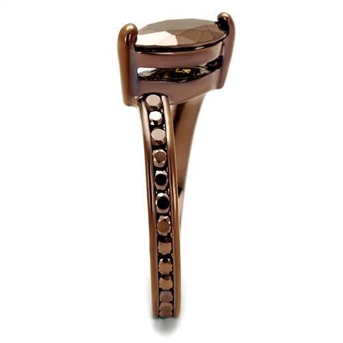 IP Coffee light Brass Ring with AAA Grade CZ  in Light Coffee