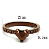 IP Coffee light Brass Ring with AAA Grade CZ  in Light Coffee