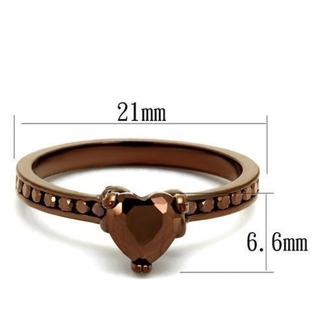 IP Coffee light Brass Ring with AAA Grade CZ  in Light Coffee