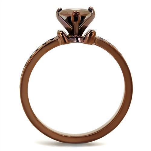 IP Coffee light Brass Ring with AAA Grade CZ  in Light Coffee