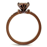 IP Coffee light Brass Ring with AAA Grade CZ  in Light Coffee