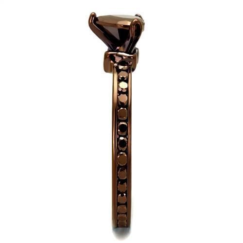 IP Coffee light Brass Ring with AAA Grade CZ  in Light Coffee
