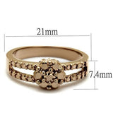 IP Rose Gold(Ion Plating) Brass Ring with AAA Grade CZ  in Metallic Light Gold