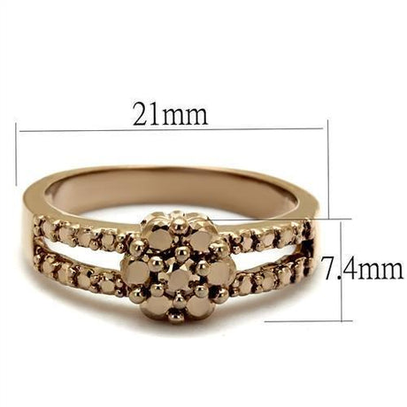 IP Rose Gold(Ion Plating) Brass Ring with AAA Grade CZ  in Metallic Light Gold