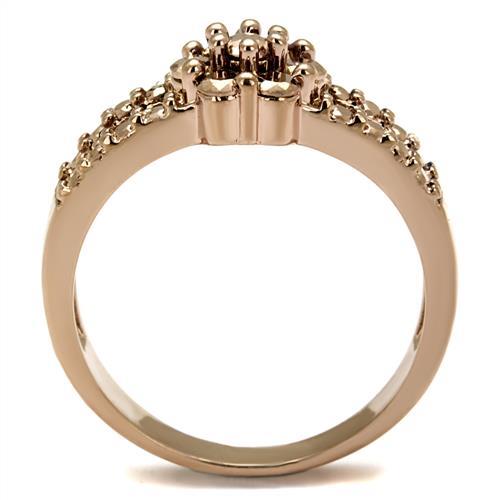 IP Rose Gold(Ion Plating) Brass Ring with AAA Grade CZ  in Metallic Light Gold