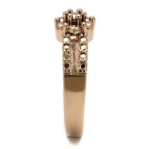 IP Rose Gold(Ion Plating) Brass Ring with AAA Grade CZ  in Metallic Light Gold
