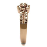 IP Rose Gold(Ion Plating) Brass Ring with AAA Grade CZ  in Metallic Light Gold