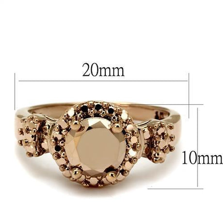 IP Rose Gold(Ion Plating) Brass Ring with AAA Grade CZ  in Metallic Light Gold