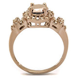 IP Rose Gold(Ion Plating) Brass Ring with AAA Grade CZ  in Metallic Light Gold