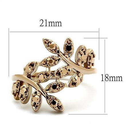 IP Rose Gold(Ion Plating) Brass Ring with AAA Grade CZ  in Metallic Light Gold