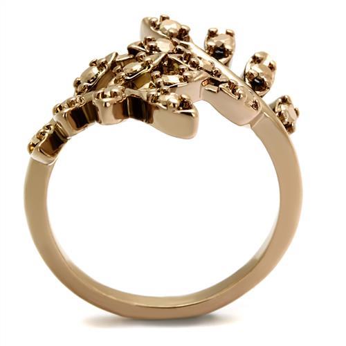IP Rose Gold(Ion Plating) Brass Ring with AAA Grade CZ  in Metallic Light Gold