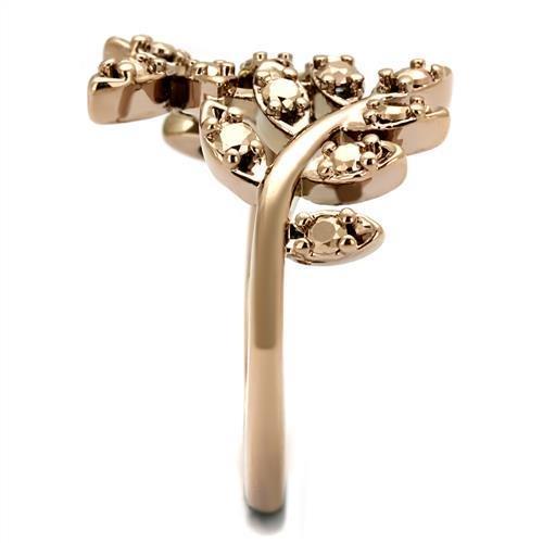 IP Rose Gold(Ion Plating) Brass Ring with AAA Grade CZ  in Metallic Light Gold