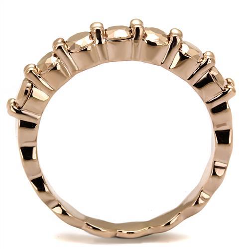 IP Rose Gold(Ion Plating) Brass Ring with AAA Grade CZ  in Metallic Light Gold