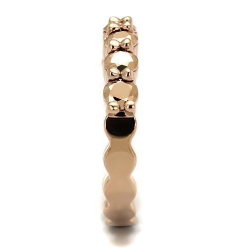 IP Rose Gold(Ion Plating) Brass Ring with AAA Grade CZ  in Metallic Light Gold