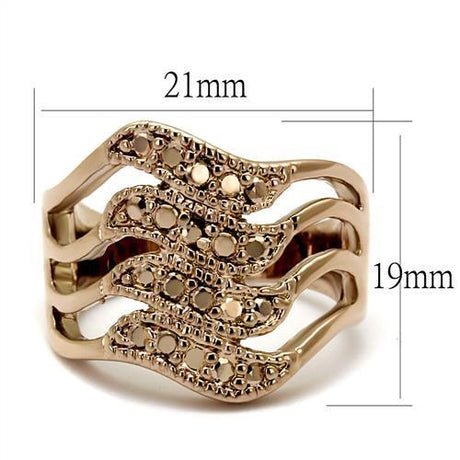 IP Rose Gold(Ion Plating) Brass Ring with AAA Grade CZ  in Metallic Light Gold