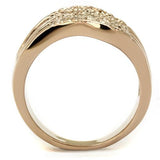IP Rose Gold(Ion Plating) Brass Ring with AAA Grade CZ  in Metallic Light Gold