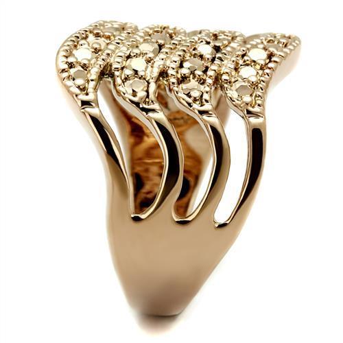 IP Rose Gold(Ion Plating) Brass Ring with AAA Grade CZ  in Metallic Light Gold