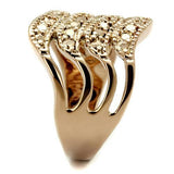 IP Rose Gold(Ion Plating) Brass Ring with AAA Grade CZ  in Metallic Light Gold