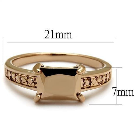 IP Rose Gold(Ion Plating) Brass Ring with AAA Grade CZ  in Metallic Light Gold