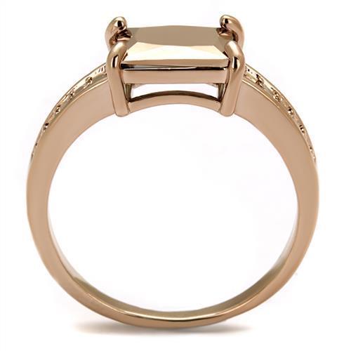 IP Rose Gold(Ion Plating) Brass Ring with AAA Grade CZ  in Metallic Light Gold