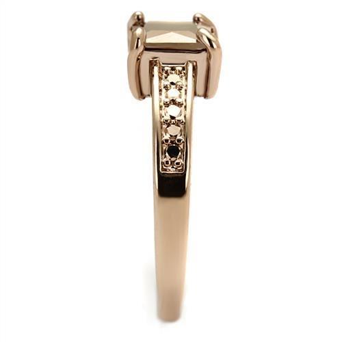 IP Rose Gold(Ion Plating) Brass Ring with AAA Grade CZ  in Metallic Light Gold