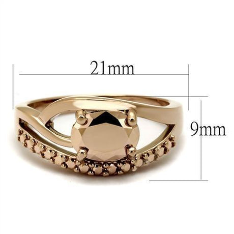 IP Rose Gold(Ion Plating) Brass Ring with AAA Grade CZ  in Metallic Light Gold