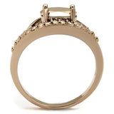 IP Rose Gold(Ion Plating) Brass Ring with AAA Grade CZ  in Metallic Light Gold