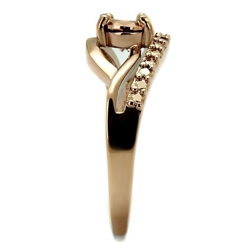 IP Rose Gold(Ion Plating) Brass Ring with AAA Grade CZ  in Metallic Light Gold