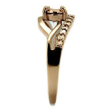 IP Rose Gold(Ion Plating) Brass Ring with AAA Grade CZ  in Metallic Light Gold