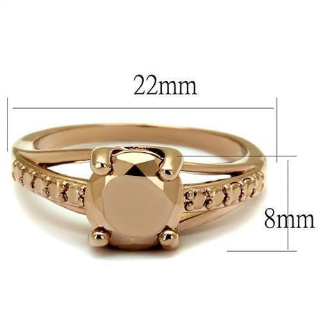 IP Rose Gold(Ion Plating) Brass Ring with AAA Grade CZ  in Metallic Light Gold