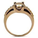 IP Rose Gold(Ion Plating) Brass Ring with AAA Grade CZ  in Metallic Light Gold
