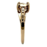 IP Rose Gold(Ion Plating) Brass Ring with AAA Grade CZ  in Metallic Light Gold