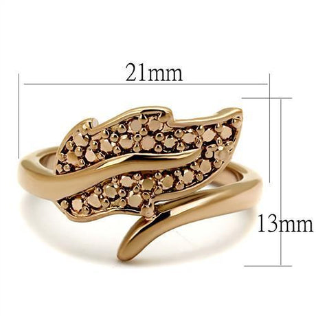 IP Rose Gold(Ion Plating) Brass Ring with AAA Grade CZ  in Metallic Light Gold
