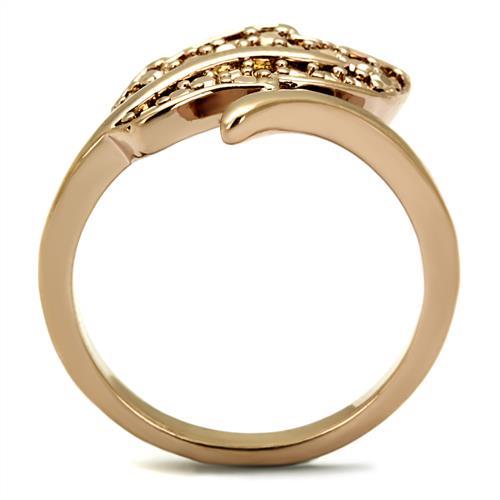 IP Rose Gold(Ion Plating) Brass Ring with AAA Grade CZ  in Metallic Light Gold