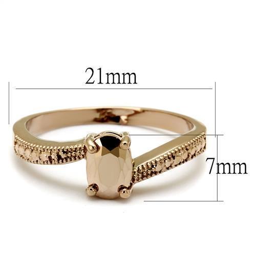 IP Rose Gold(Ion Plating) Brass Ring with AAA Grade CZ  in Metallic Light Gold