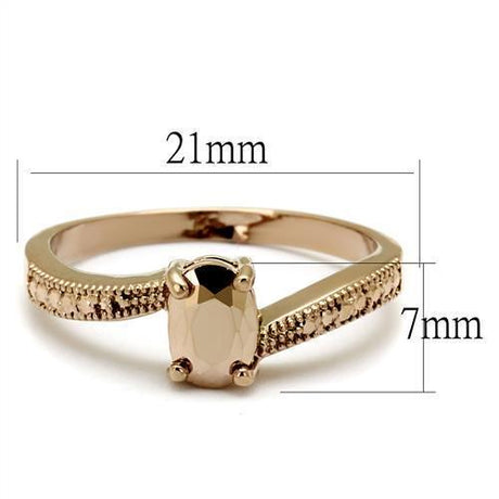 IP Rose Gold(Ion Plating) Brass Ring with AAA Grade CZ  in Metallic Light Gold