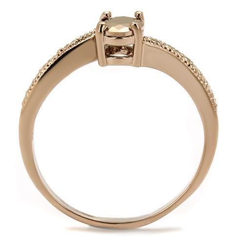 IP Rose Gold(Ion Plating) Brass Ring with AAA Grade CZ  in Metallic Light Gold