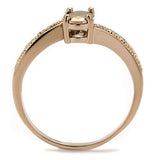 IP Rose Gold(Ion Plating) Brass Ring with AAA Grade CZ  in Metallic Light Gold