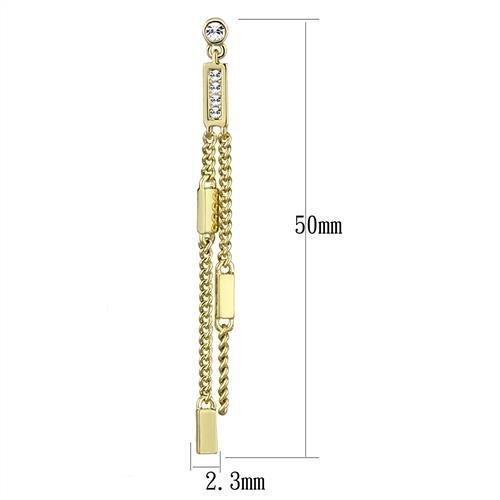 Gold Brass Earrings with Top Grade Crystal  in Clear
