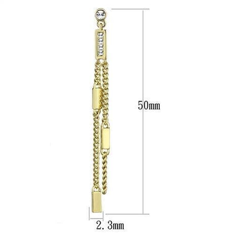 Gold Brass Earrings with Top Grade Crystal  in Clear