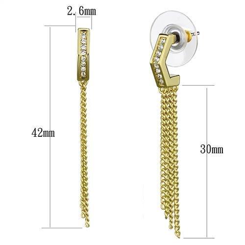 Gold Brass Earrings with Top Grade Crystal  in Clear