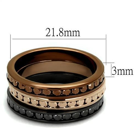 IP Rose Gold & IP Light Black & IP Light coffee Brass Ring with Top Grade Crystal  in Multi Color