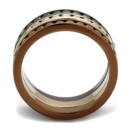 IP Rose Gold & IP Light Black & IP Light coffee Brass Ring with Top Grade Crystal  in Multi Color