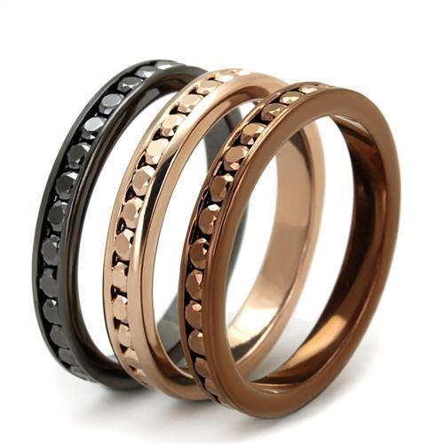 IP Rose Gold & IP Light Black & IP Light coffee Brass Ring with Top Grade Crystal  in Multi Color
