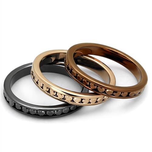 IP Rose Gold & IP Light Black & IP Light coffee Brass Ring with Top Grade Crystal  in Multi Color