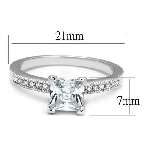Rhodium Brass Ring with AAA Grade CZ  in Clear