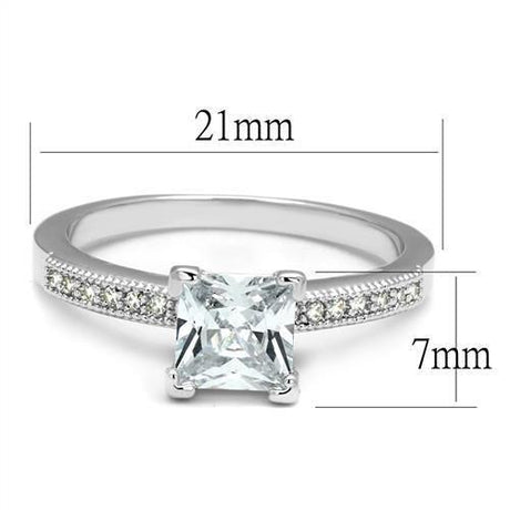 Rhodium Brass Ring with AAA Grade CZ  in Clear