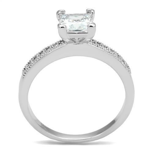 Rhodium Brass Ring with AAA Grade CZ  in Clear