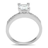 Rhodium Brass Ring with AAA Grade CZ  in Clear